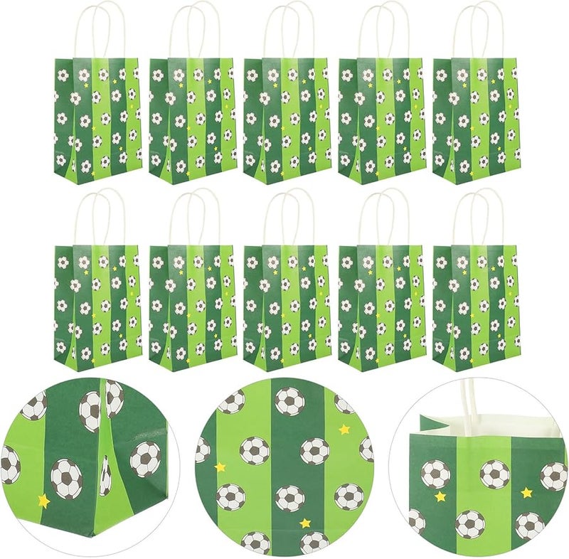 Green Checkered Soccer Theme Paper Bags 12Pcs Football Party Favor Treat Bags - Image 2